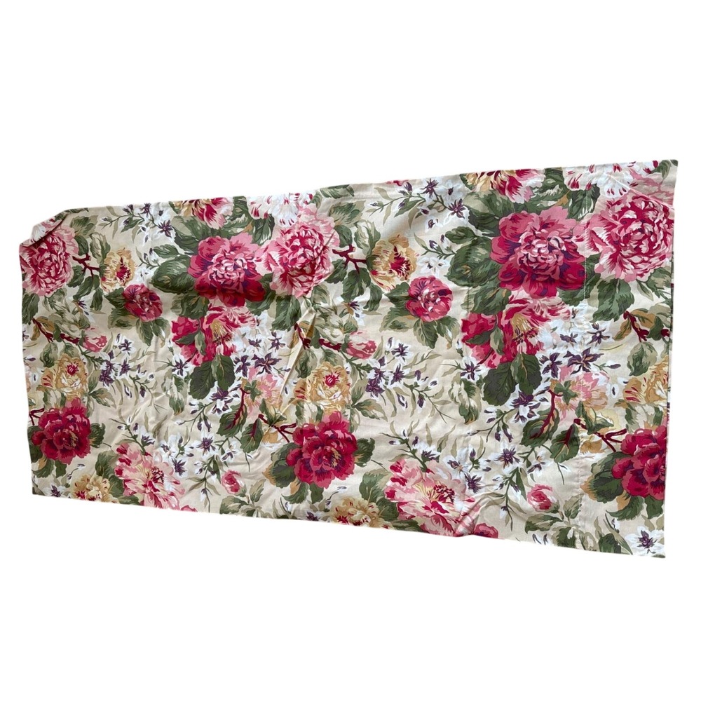 Ralph Lauren King Pillowcase Floral Peony Rose Tan Pink Cotton Made in USA